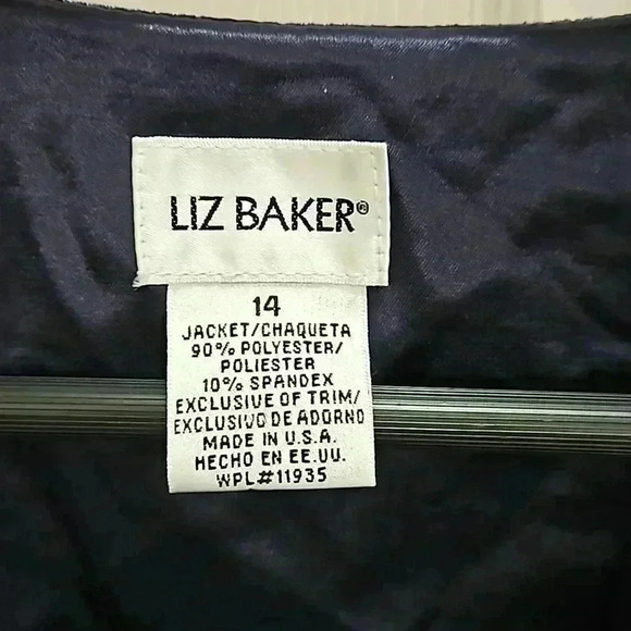 Liz Baker Navy Retro Glitter Vintage Opera Jacket Sz 14 - Picture 3 of 6